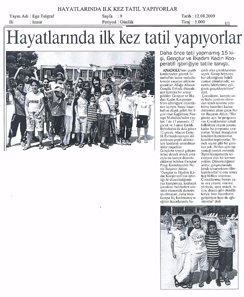 2009.08.12 - Genç Tatil - Ege Telgraf Gazetesi İzmir